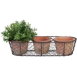 3 potjes in draadmand