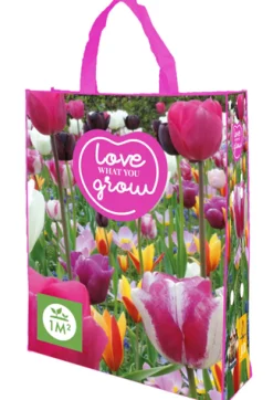 1 shopping bag met tulpen mix 'love what you grow'