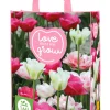 1 shopping bag met tulpen roze 'love what you grow'