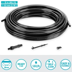 Bewateringsset voor gewassen- of plantenrijen van 15m