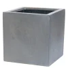 Bloembak Fiberstone kubus 20x20cm grijs