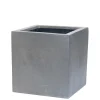Bloembak Fiberstone kubus 40x40cm grijs