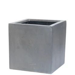 Bloembak Fiberstone kubus 40x40cm grijs