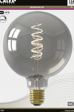calex led lamp globe G125 flex filament E27 titanium dimbaar