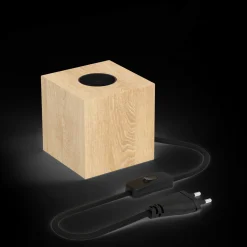 calex tafelarmatuur E27 hout met snoer 1,8m met schakelaar