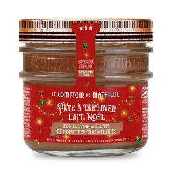 Chocolade pasta melk kerst feuilletine en hazelnootstukjes