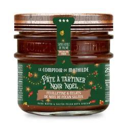 Chocolade pasta zwart kerst feuilletine gepelde pecannoten