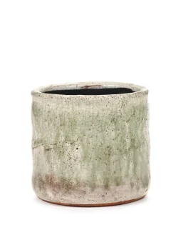 Craquelé Pot flame light green d14 h13 cm