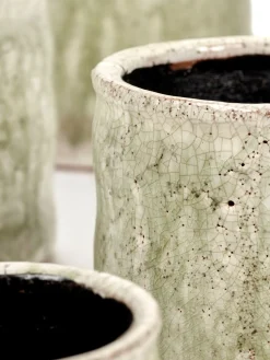 Craquelé Pot flame light green d14 h13 cm