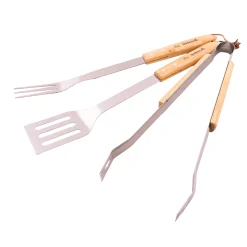 3-delige standaard set uit rvs en hout FSC 100%