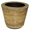 Drypot round stripe grey d27h20cm
