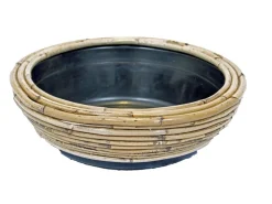 Drypot round stripe grey d30h12cm