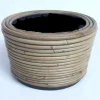 Drypot round stripe grey d24h14cm