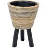 Drypot wooden legs stripe grey d32h45cm