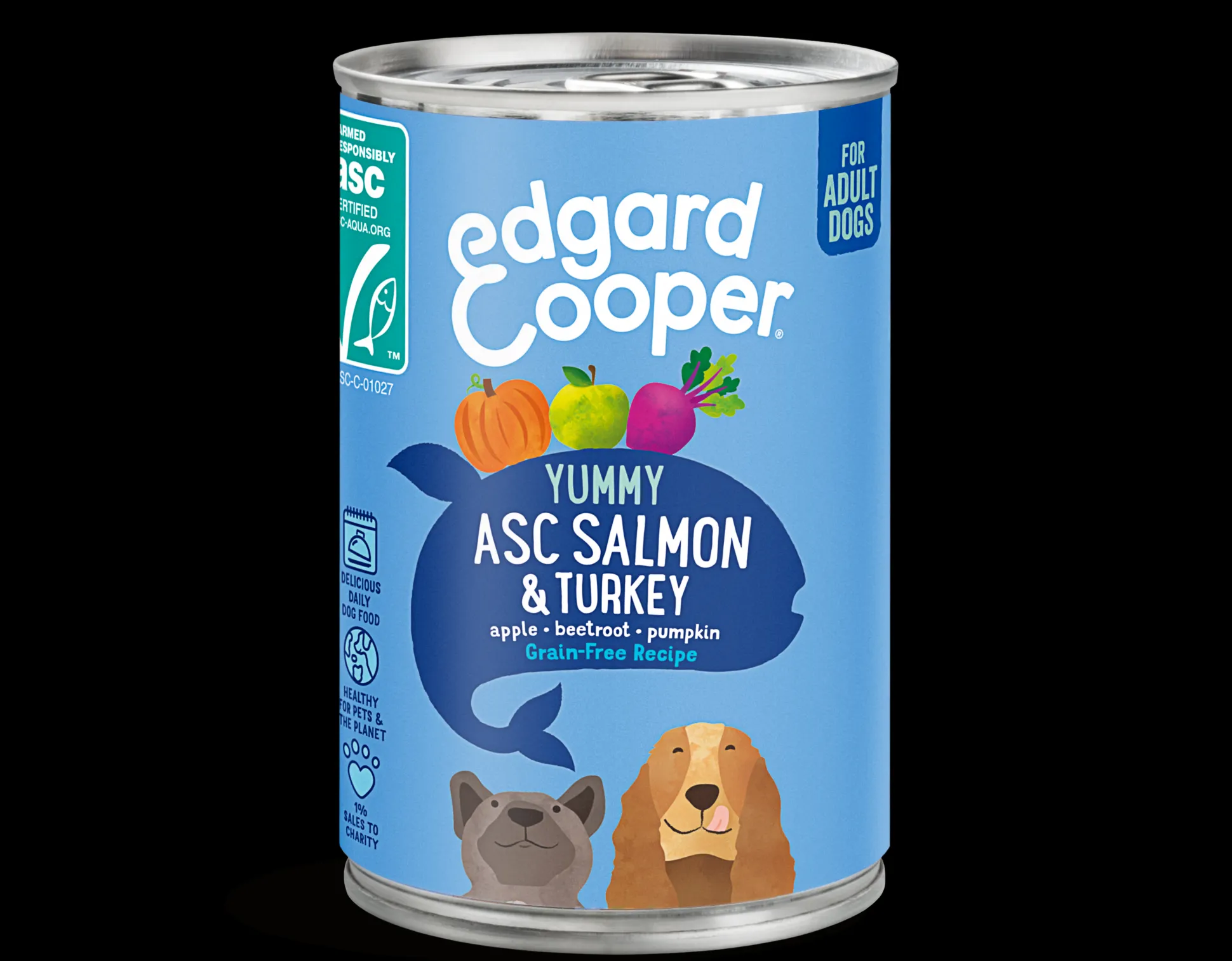 Edgard & cooper, blik voor adult honden met zalm en kalkoen, 400g