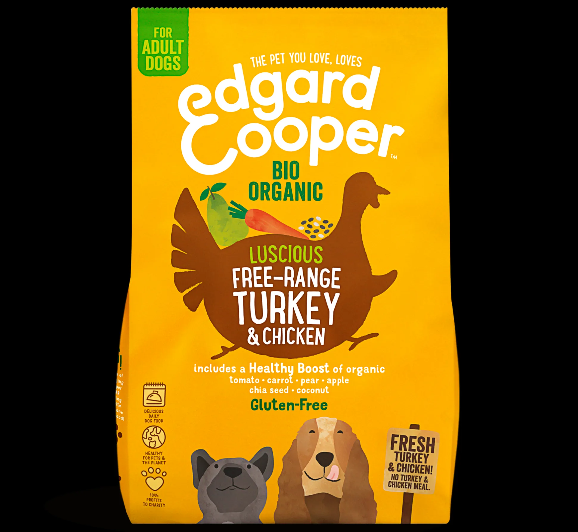 Edgard & cooper, hondenbrokken voor adult kalkoen & kip, 7kg