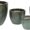 Glazed egg pot moss green