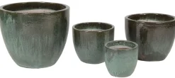 Glazed egg pot moss green