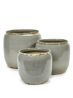 Glazed shades Pot costa s grey d18,5h19
