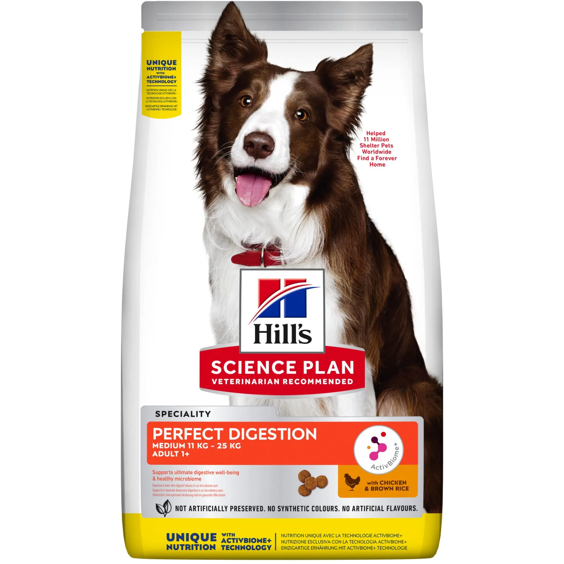 Hill's science plan adult perfect digestion hondenvoer medium met kip & bruine rijst 2,5kg