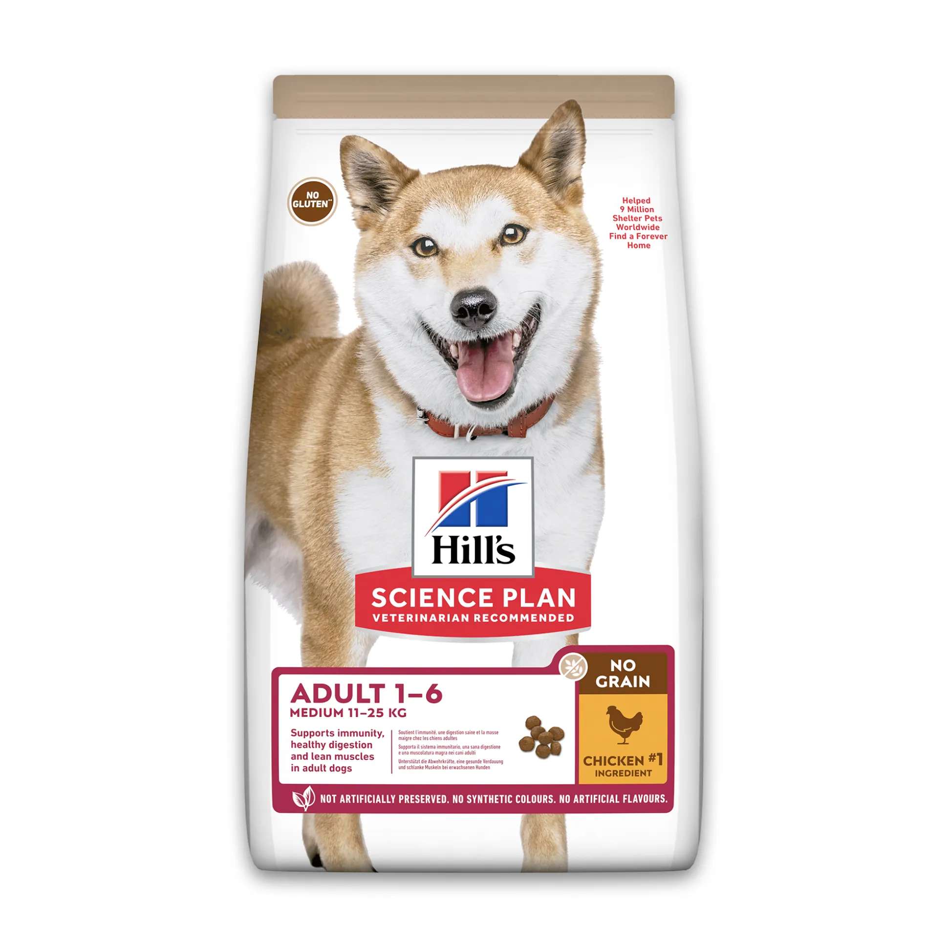 Hill's science plan adult medium no grain hondenvoer met kip 2,5kg