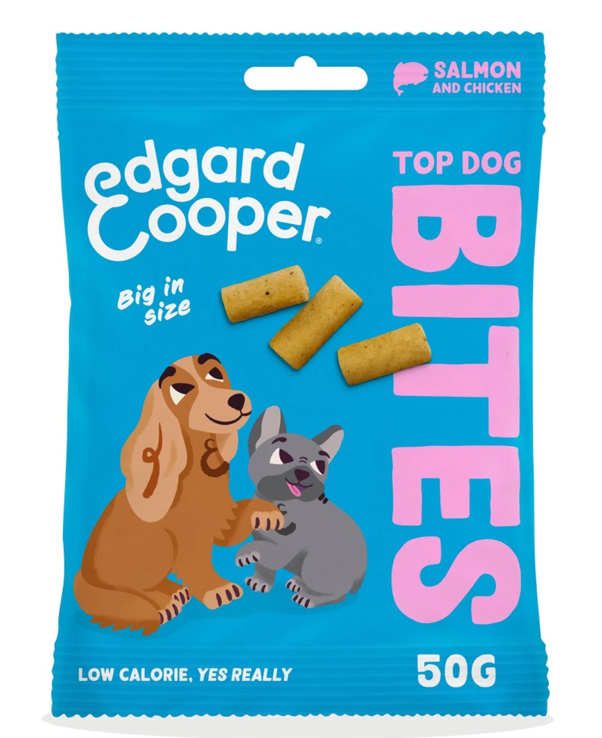 Hondensnack treats top dog bites met zalm en kip