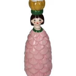 Kaarsenhouder bloemenmeisje roze