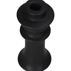 Kandelaar fijn aardewerk zwart 8x8x18cm