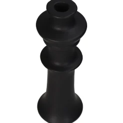 Kandelaar fijn aardewerk zwart 8x8x24cm