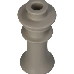 Kandelaar fijn aardewerk beige 8x8x18cm