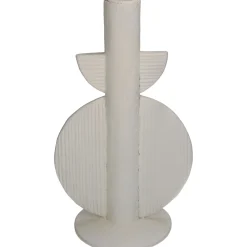 Kandelaar poly ivoor 13x9x22cm