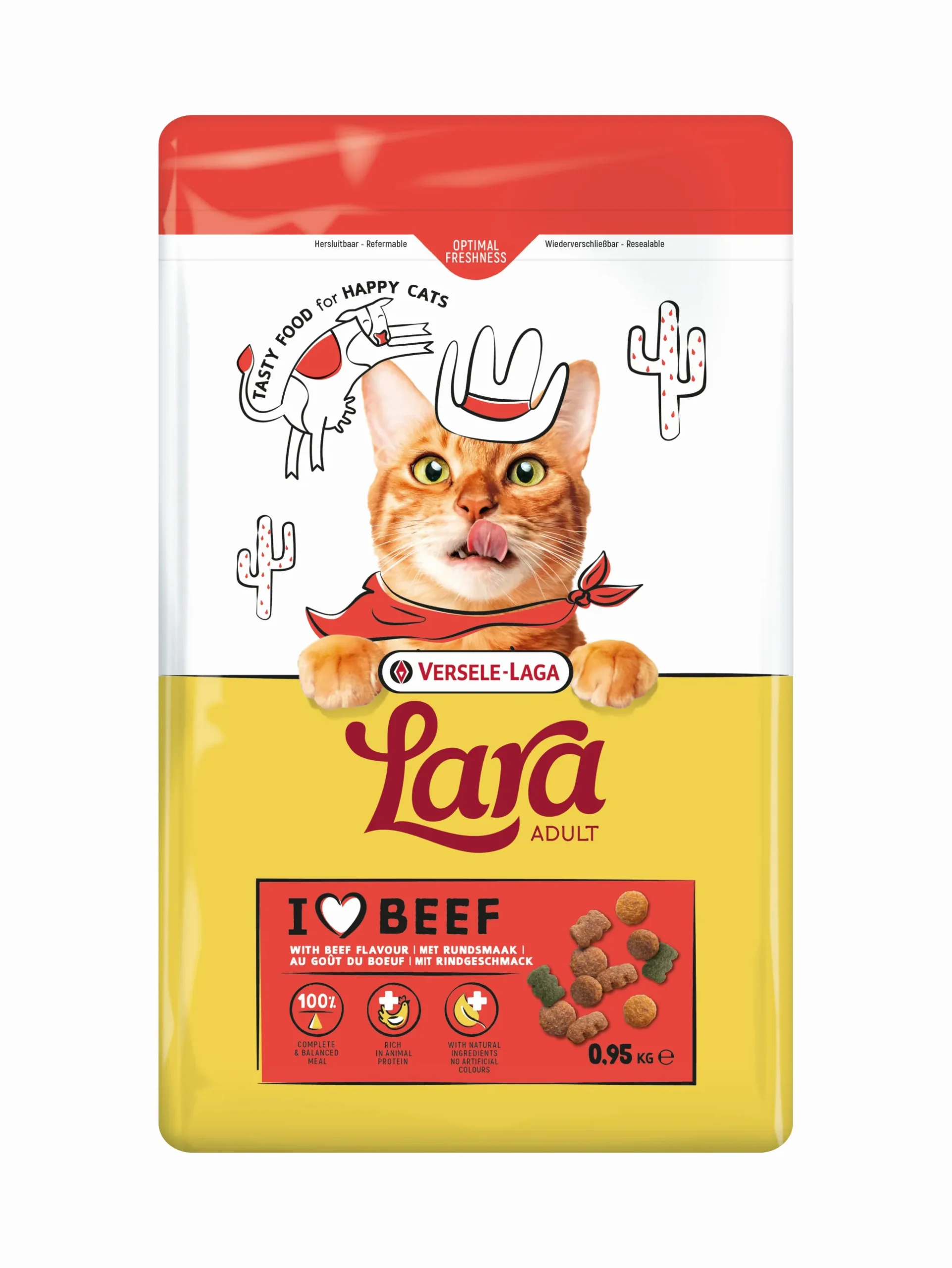 Kattenbrokken lara adult with beef flavour 950g