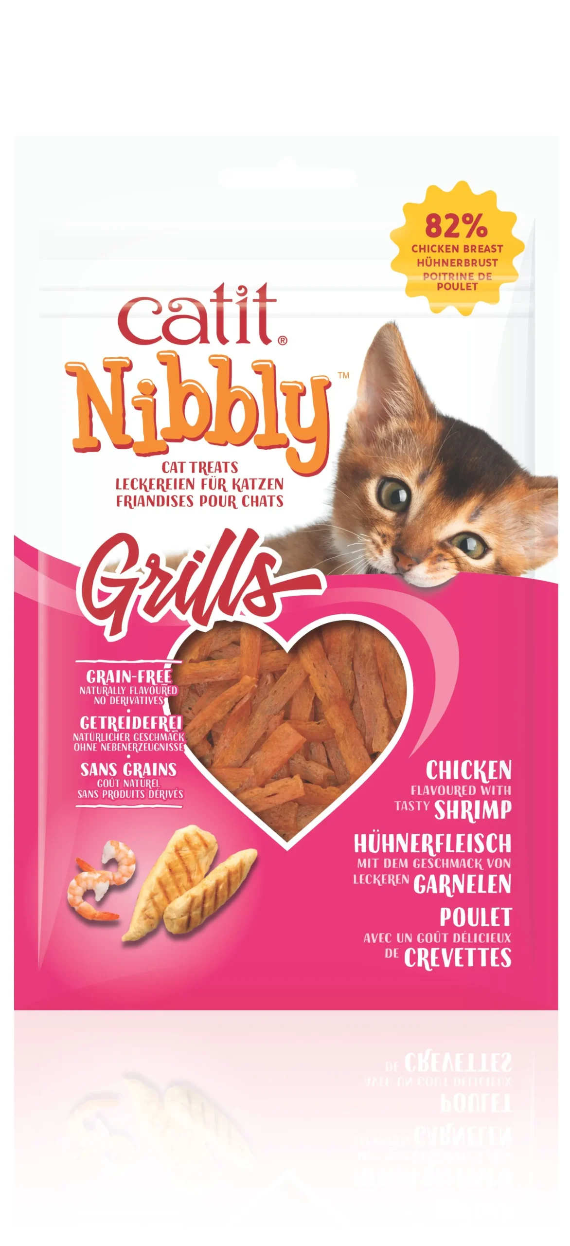 Kattensnack nibbly grills kip & garnaal 30g