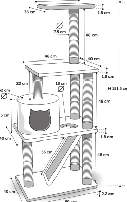 Krabpaal forza zwart 60x40x151,5cm