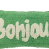 Kussen bonjour getuft katoen groen/wit