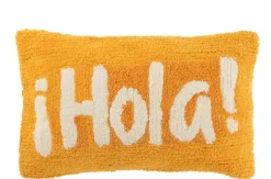 Kussen hola getuft katoen oranje/wit