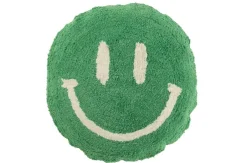 Kussen smiley getuft katoen groen/wit