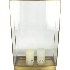 Lantaarn messing goud 34x15x55cm