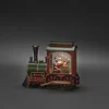 Led kerstlantaarn locomotief met kerstman en zak met kerstcadeaus