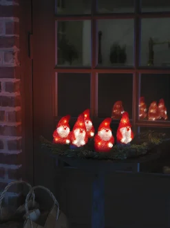 Led lichtsnoer met 5 rode acryl kerstmannen