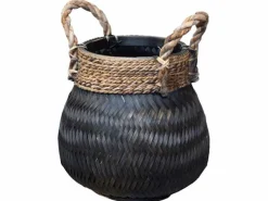 Mand bamboe zwart d34h24cm