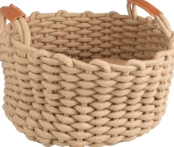 Mand enya rond + kussen beige dia.34x18cm