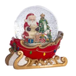 Muzikale sneeuwbol kerstman op slee