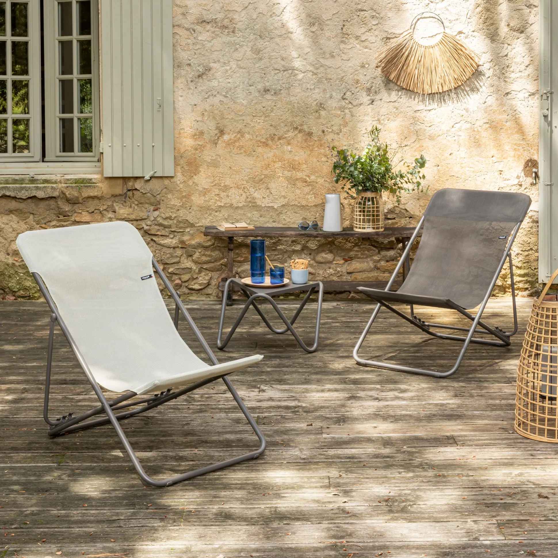 Opvouwbaar ligbed met meerdere standen seigle beige