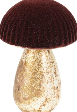 Paddenstoel in glas bruin 13cm