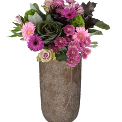 Planter paardebloem beton goud 18x18x30cm