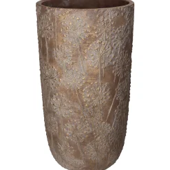 Planter paardebloem beton goud 21x21x40cm