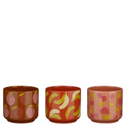 Pot fruit oranje roze paars 3 assorti display - h10,5xd12cm