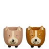 Pot hond bruin beige 2 assorti - l11,5xb11xh12cm