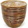 Pot round balloon stripe bronze d18h16cm